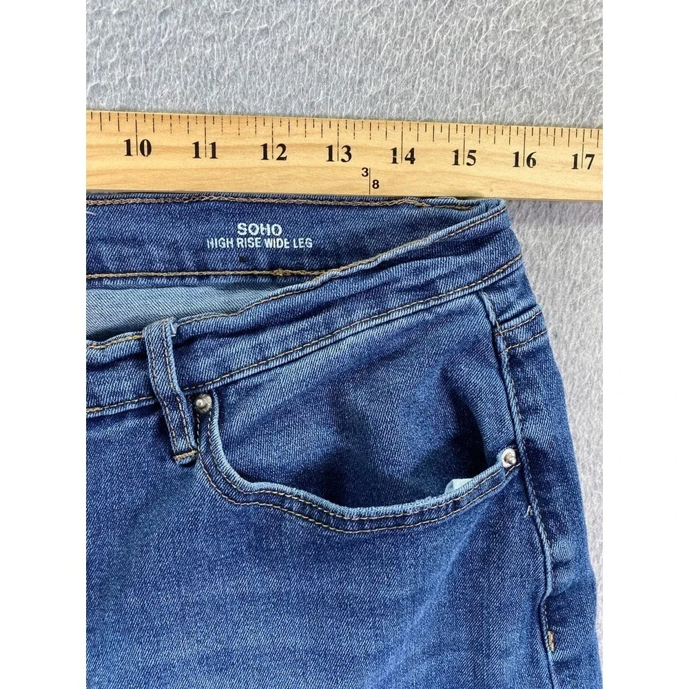 Nicole Miller Women's 12 Soho High Rise Wide Leg Jeans Med Wash Raw Split Hem